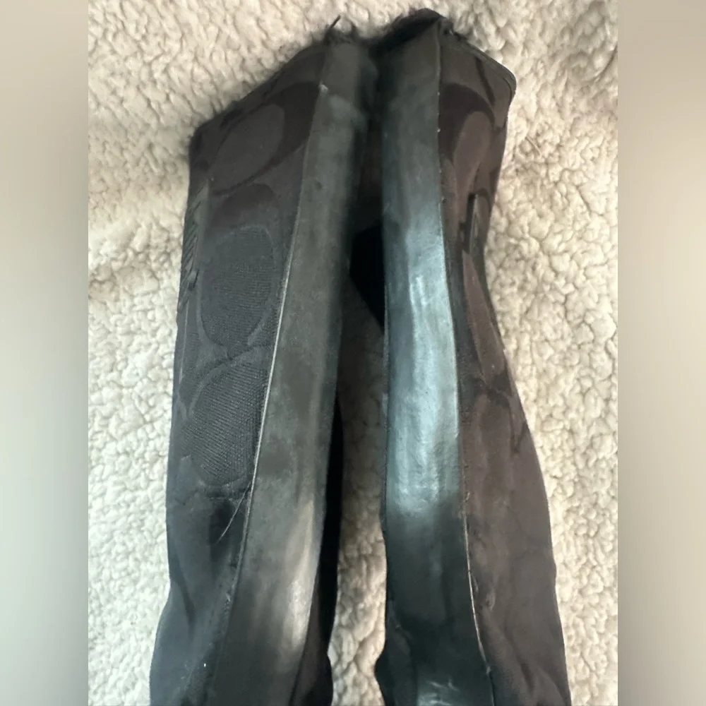 COACH Paige Tall Black Signature Rain Boots Size 7 SEE LAST PHOTO - Picture 8 of 11
